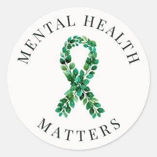 Sticker Rond Custom Mental Health Green Ribbon VSCO Aesthetic 