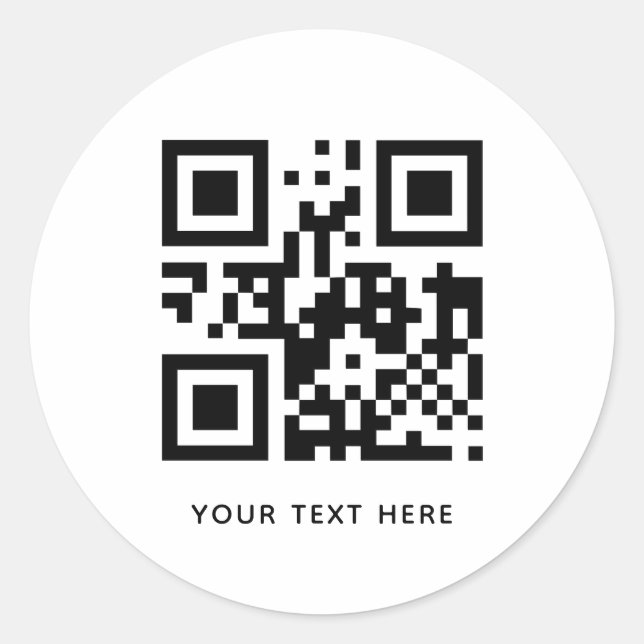 Sticker Rond Custom QR Code and Text Promotion White (Devant)