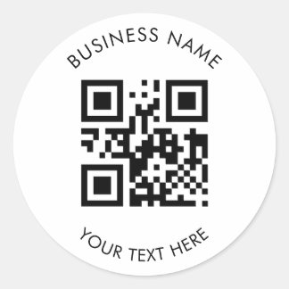 Sticker Rond Custom QR Code Business and Text Promotion White