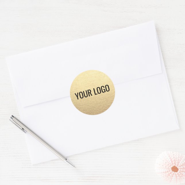 Sticker Rond Custom Simple Clean Gold Business Votre logo ici (Enveloppe)