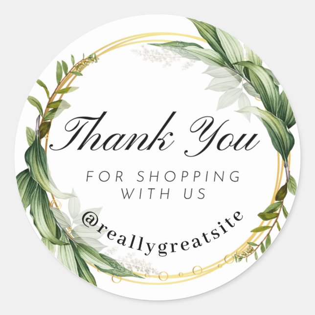 Sticker Rond Custom Thank You For Shopping with us - Business (Devant)