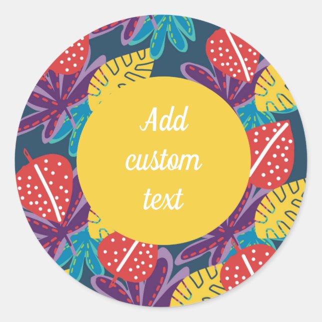 Sticker Rond Custom tropical floral fun colorful (Devant)