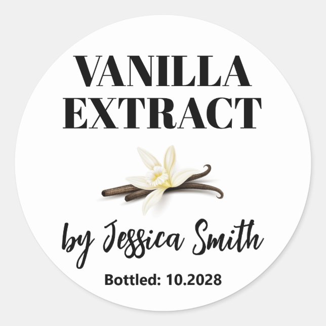 Sticker Rond Custom Vanilla Extract Label (Devant)