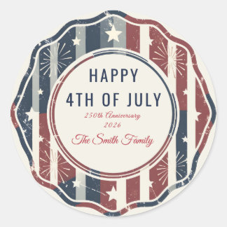 Sticker Rond Custom Vintage Americana 4th of July Patriotic