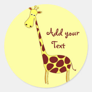 Sticker Rond Customise-Le ! Cute Giraffe Design