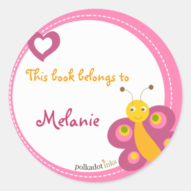 Sticker Rond Customisé*Stickers Papillon Livre (Devant)