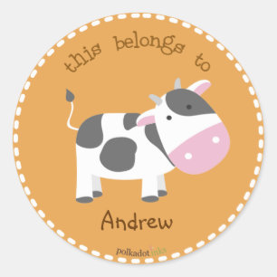 Sticker Rond Customisé*Stickers Vache Livre