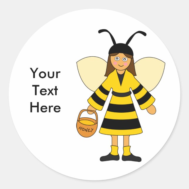 Sticker Rond Customisez-moi — Costume de fille en abeille (Devant)