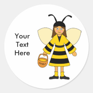 Sticker Rond Customisez-moi — Costume de fille en abeille