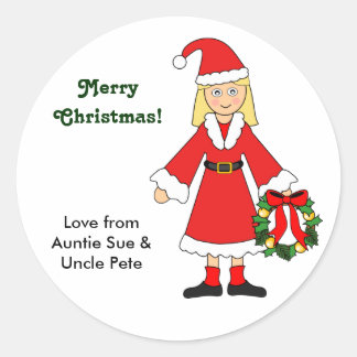 Sticker Rond Customisez-moi — jolie photo de Noël (fille)