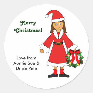 Sticker Rond Customisez-moi — jolie photo de Noël (fille)