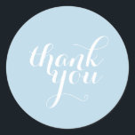 Sticker Rond CUT MERCI SEAL moderne simple bleu bébé simple<br><div class="desc">Un petit autocollant mignon en MERCI qui peut être utilisé pour n'importe quelle occasion - artisanat artisanal pour petite entreprise,  mariage,  baby shower,  faire-part de naissance,  diplôme etc... </div>