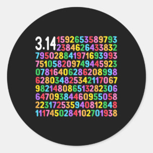Sticker Rond Cute 3.14 Chiffres Pi Happy Pi Day Math Professeur