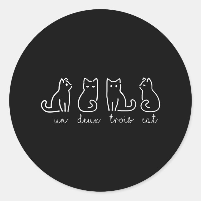 Sticker Rond Cute Abstract Un Deux Trois Cat French Kitty (Devant)