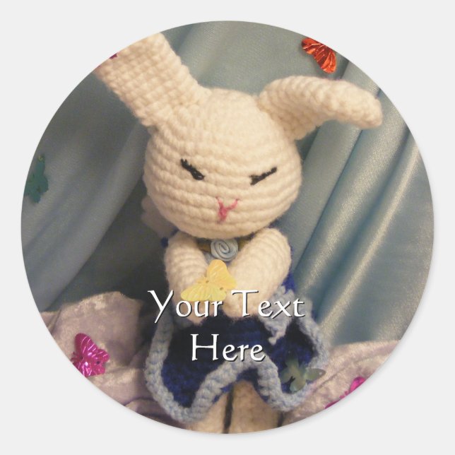 Sticker Rond Cute Amigurumi Lapin Lapin (Devant)