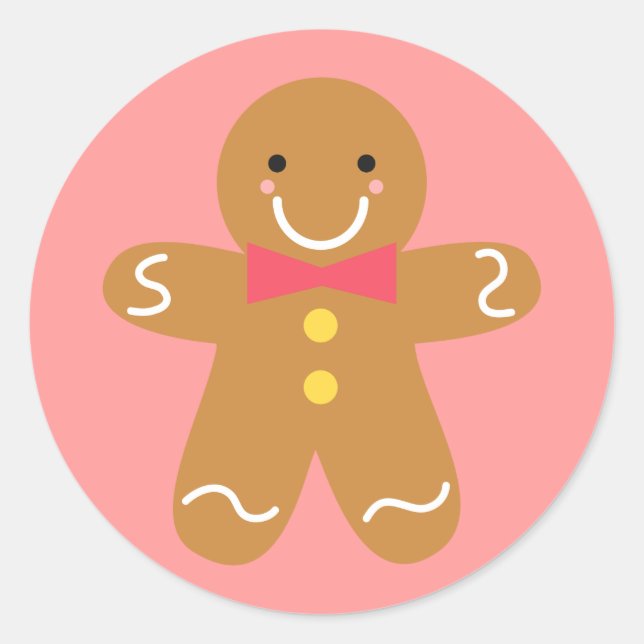 Sticker Rond Cute and Happy Gingerbread (Devant)