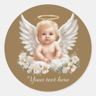 Sticker Rond Cute Angel bébé ajouter du texte