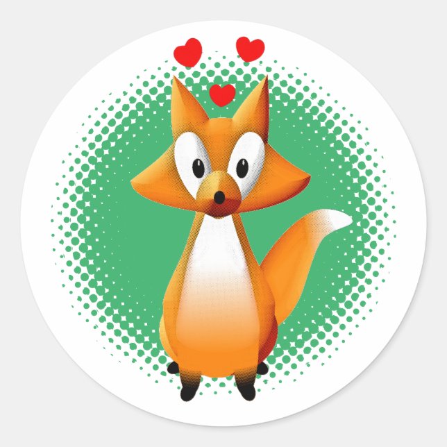 Sticker Rond Cute animal caricature Fox (Devant)