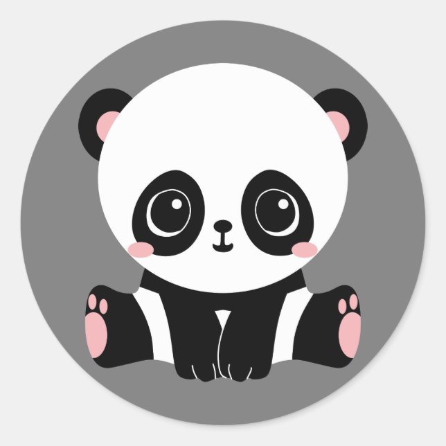 Sticker Rond Cute animated panda (Devant)