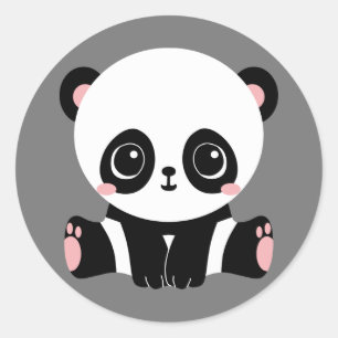 Sticker Rond Cute animated panda