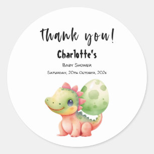 Sticker Rond Cute Aquarelle Bébé Dinosaure Baby shower