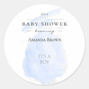 Sticker Rond Cute Aquarelle Bleu Coton Bonbon Baby shower