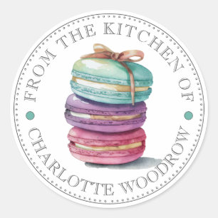 Sticker Rond Cute Aquarelle Macaron cookies Dessert