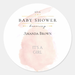 Sticker Rond Cute Aquarelle rose Coton Baby shower bonbon