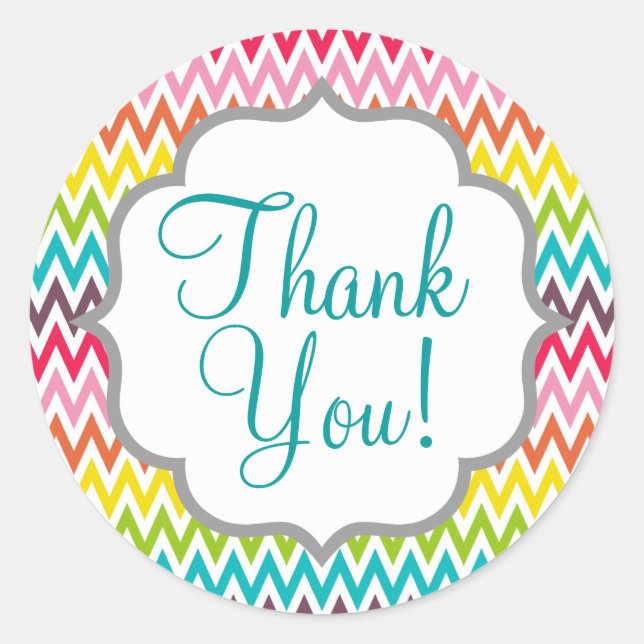 Sticker Rond Cute arc-en-ciel Chevron Stripes (Devant)