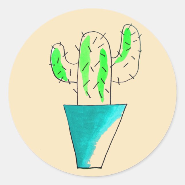 Sticker Rond Cute art plante mexicain de cactus (Devant)