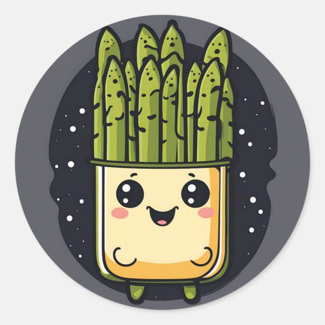 Sticker Rond Cute Asparagus Veggie (Devant)