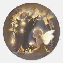 Cute Autumn Fairy with Glowing Flowers