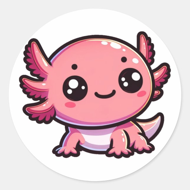 Sticker Rond Cute Axolotl (Devant)