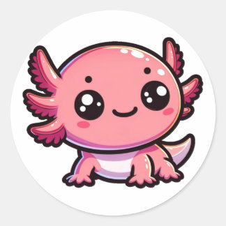 Sticker Rond Cute Axolotl