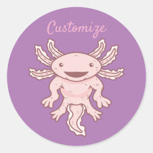 Sticker Rond Cute Axolotl rose Thunder_Cove