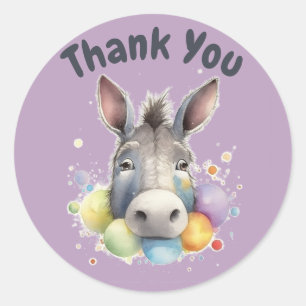 STICKER ROND CUTE BABY DONKEY