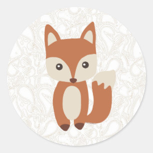 Sticker Rond Cute Baby Fox