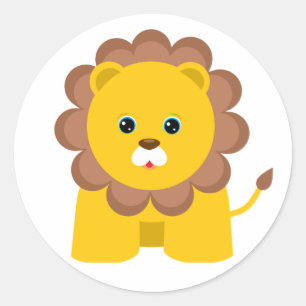 Sticker Rond Cute Baby Lion
