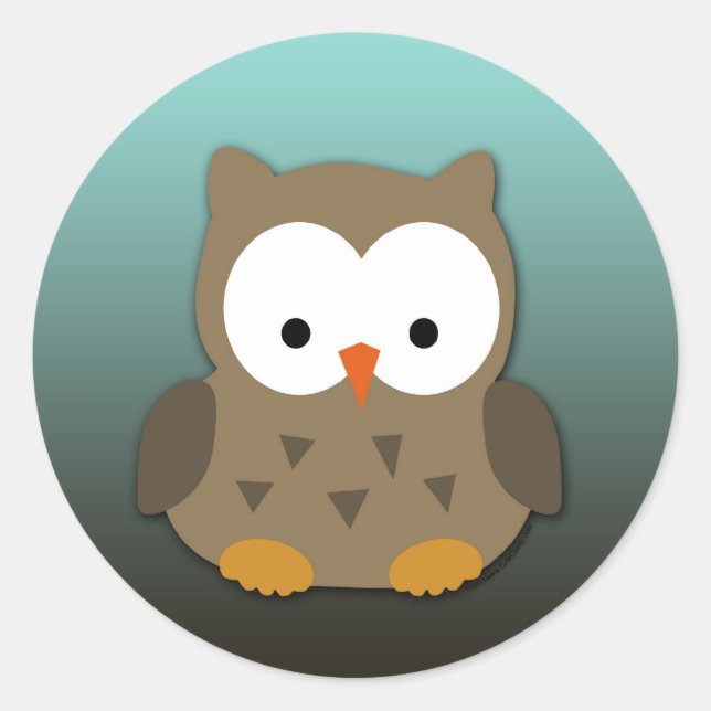 Sticker Rond Cute Baby Owl Personnalisé (Devant)