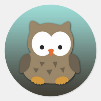 Sticker Rond Cute Baby Owl Personnalisé