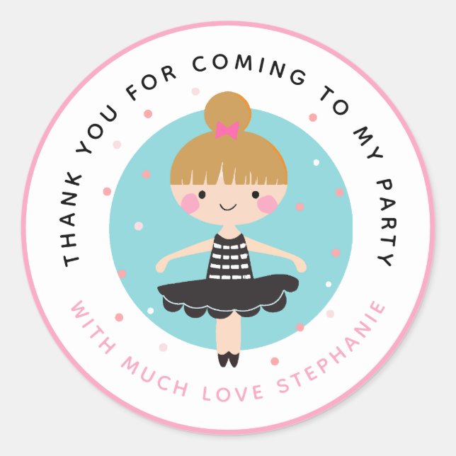 Sticker Rond Cute Ballerina en Merci noir (Devant)