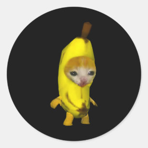 Sticker Rond Cute Banana Chat Happy Bananacat Mème Kitty Chat L