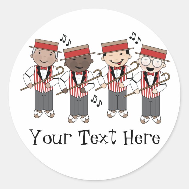Sticker Rond Cute Barbershop Quartet Cadeau (Devant)