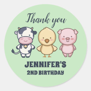 Sticker Rond Cute Barn Animaux Anniversaires de enfants