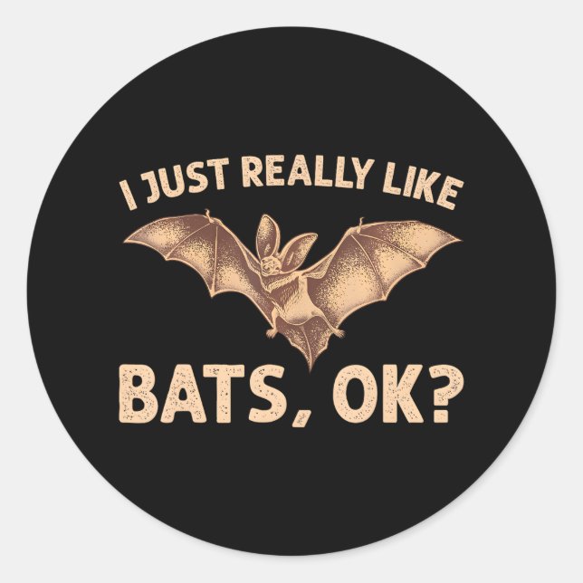 Sticker Rond Cute Bat Nocturne Animal Amateurs de chauve-souris (Devant)