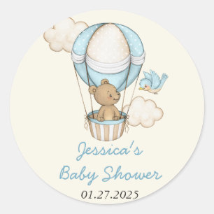 Sticker Rond Cute Bear Bonjour Petit Enfant Baby Shower