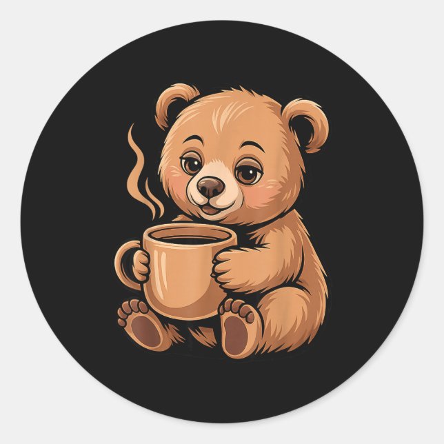 Sticker Rond Cute Bear Design For Bear Lover And Bear  (Devant)