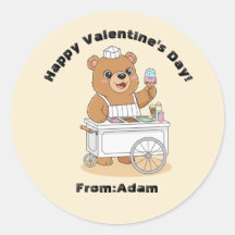 Cute Bear Ice Cream Seller Valentine Classroom