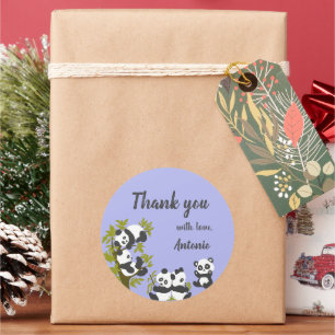 Sticker Rond Cute Bear Pandas Party Boy Anniversaire Cadeau Mer