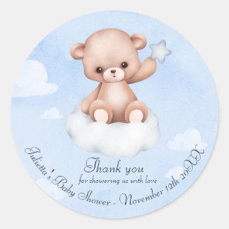 Sticker Rond Cute Bearly Baby shower Merci classique